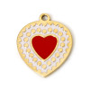 Pendentif, Médaillon Coeur 14mm, résine émaillée, Acier Inoxydable 304, Doré à l'or fin 18K, placage PVD