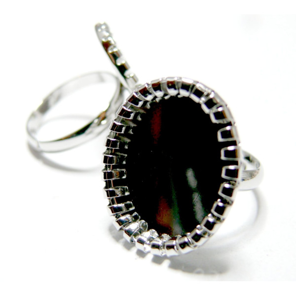 Supports de bague Rouleau, Ovale 18 par 13mm, laiton finition Argent Platine