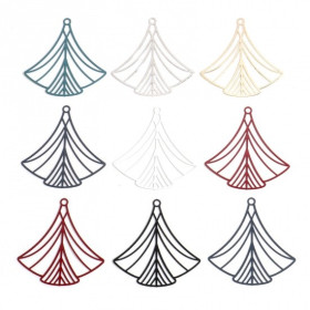 Estampes, pendentif filigrane Eventail Art Déco 40 par 45mm, Coloris Bleu Canard, DIY bijoux