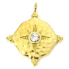 Pendentif, Boho chic, Etoile avec rhinestone 20mm,  Acier Inoxydable 304, Doré à l'or fin 18K, placage PVD