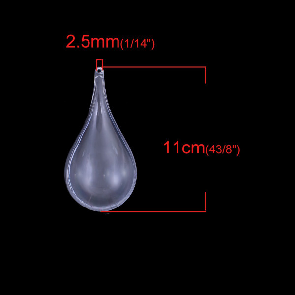 Pendentifs Plastique forme Goutte 11mm par 5mm à remplir et à accrocher avec un ruban