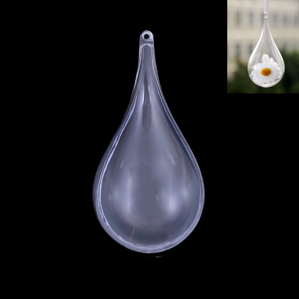 Pendentifs Plastique, forme Goutte 11mm par 5mm, à remplir et à accrocher avec un ruban