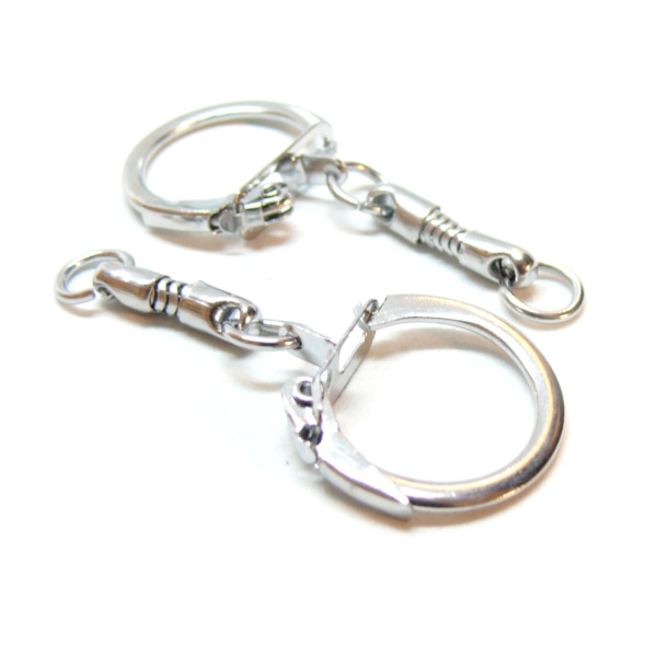 Portes clefs, PORTE-CLEFS 5cm avec chaînette, métal finition Argenté