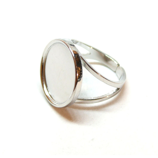 Support de Bague Ronde 16 mm anneau double, Acier Inoxydable 304 finition Argenté