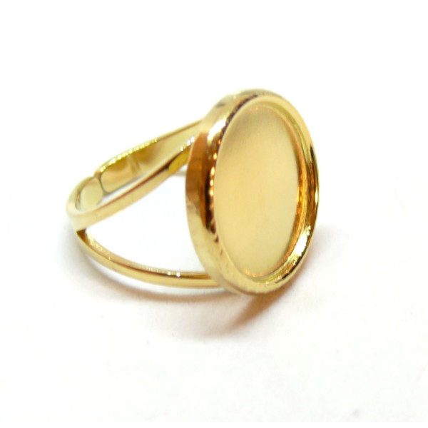 Support de Bague Ronde 16 mm anneau double, Acier Inoxydable 304 finition Doré, placage PVD