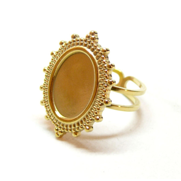 Support de Bague Ovale ARTY 10 par 14mm, anneau double, Acier Inoxydable 304 finition Doré, placage PVD