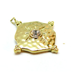 Pendentif, Boho chic, Etoile avec rhinestone 20mm,  Acier Inoxydable 304, Doré à l'or fin 18K, placage PVD