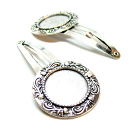 Supports de Barrette Clip ARTY 20mm – Laiton Finition Argent Antique