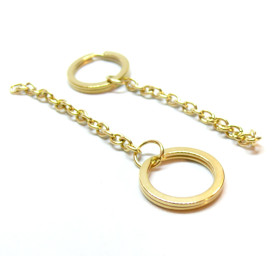 Porte Cles, Porte Clefs 20mm, Acier Inoxydable 304 finition Doré avec Chaine, Placage IONIQUE