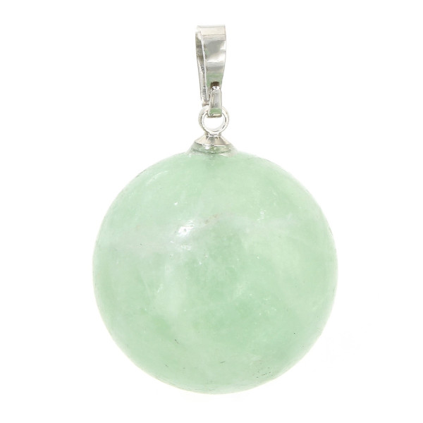 Pendentif ROND 18mm,  Fluorite avec bélière,  métal finition Argenté