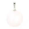 Pendentif ROND 18mm,  Quartz Rose avec bélière,  métal finition Argenté