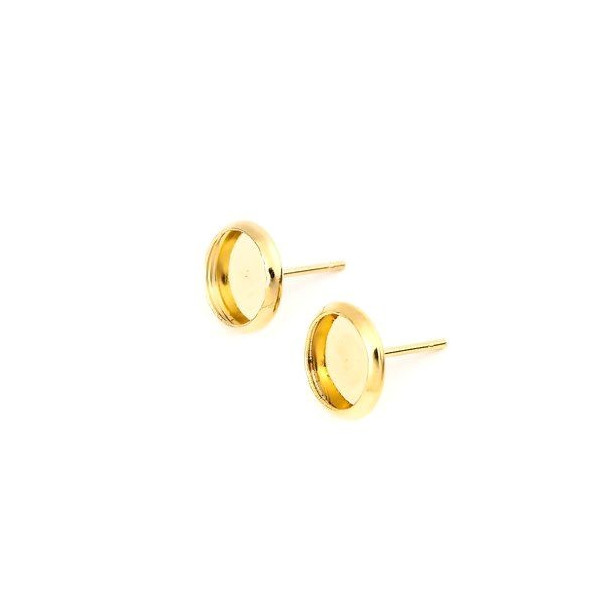 Supports de Boucles d'oreille, clou PUCE 8mm, Acier Inoxydable 304, finition Doré à l'or fin 18K