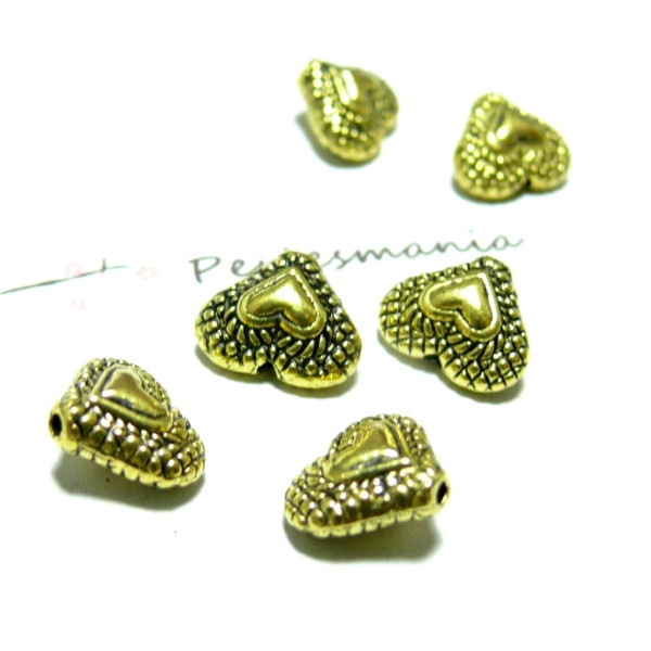 Perles intercalaires Coeur, métal finition doré Antique