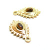 Pendentif  Boho Chic Goutte 22 par 14mm, Oeil du tigre, Acier Inoxydable 304 finition Doré