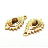 Pendentif  Boho Chic Goutte 22 par 14mm, Oeil du tigre, Acier Inoxydable 304 finition Doré