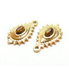 Pendentif  Boho Chic Goutte 22 par 14mm, Oeil du tigre, Acier Inoxydable 304 finition Doré