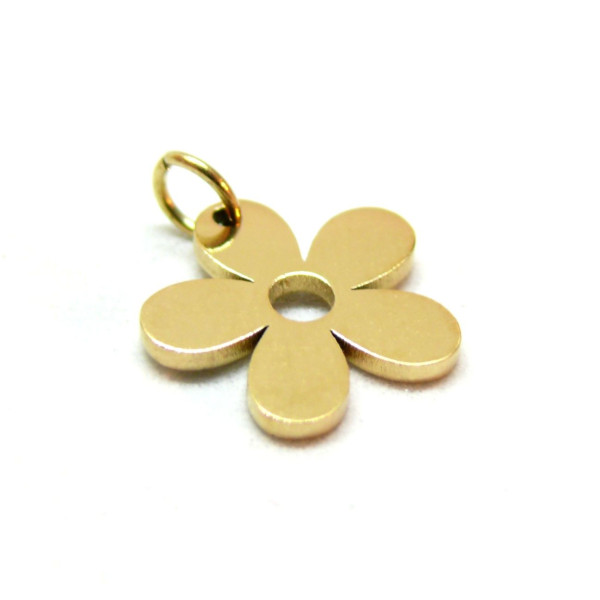 Pendentif Fleur avec anneau 11mm, Acier Inoxydable 316, finition Doré Placage IONIQUE