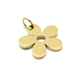 Pendentif Fleur avec anneau 11mm, Acier Inoxydable 316, finition Doré Placage IONIQUE