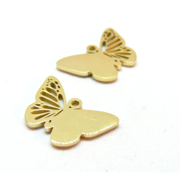Pendentif Papillon 18mm, Acier Inoxydable 304, finition Doré Placage IONIQUE