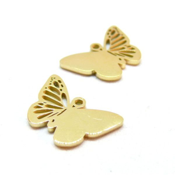 Pendentif Papillon 18mm, Acier Inoxydable 304, finition Doré Placage IONIQUE