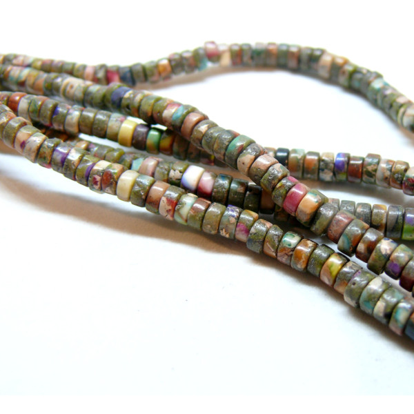 Perles rondelles Heishi 4 par 2mm Jaspe Synthétique Coloris 18A