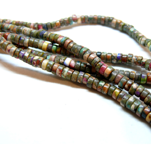 Perles rondelles Heishi 4 par 2mm Jaspe Synthétique Coloris 18A