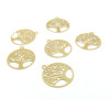 Estampes, pendentifs Arbre de vie 13.5mm, Acier Inoxydable 304, Doré à l'or fin 18K