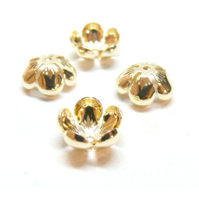 Coupelles Fleurs 13.5mm, Laiton finition Doré à l'or fin 18K