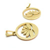 Pendentif Fleur de lotus 20mm avec Bélière, Acier Inoxydable 304, finition Doré
