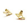 Boucles d'oreilles Puce, Losange Art Déco 13mm Acier inoxydable 304 finition Doré, placage IONIQUE