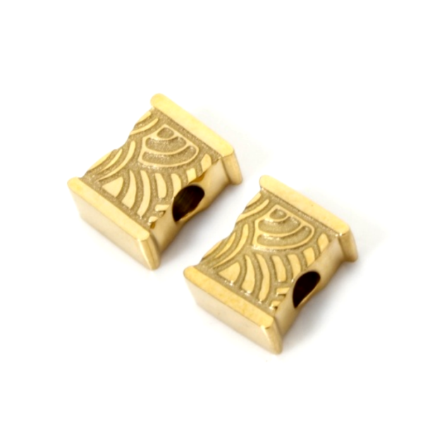 Perle Intercalaire, Rectangle 8 par 6mm, Acier Inoxydable 304, finition Doré à l'or fin 18K, Placage sous vide