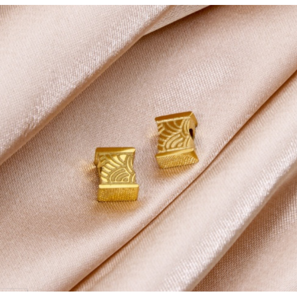 Perle Intercalaire, Rectangle 8 par 6mm, Acier Inoxydable 304, finition Doré à l'or fin 18K, Placage sous vide