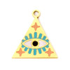 Pendentif Grigri, Amulette triangle 20mm, résine émaillée, Acier Inoxydable 304, Doré à l'or fin 18K