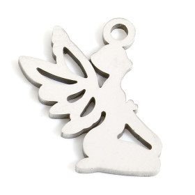 Pendentifs Ange 14mm, Acier Inoxydable finition Argenté