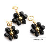 Pendentifs forme Fleur avec perles en verre Noire,  Acier Inoxydable 304 finition Doré