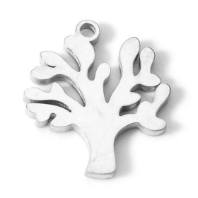 Pendentifs Arbre 17mm, Acier Inoxydable 304 finition Argenté, pour bijoux raffinés