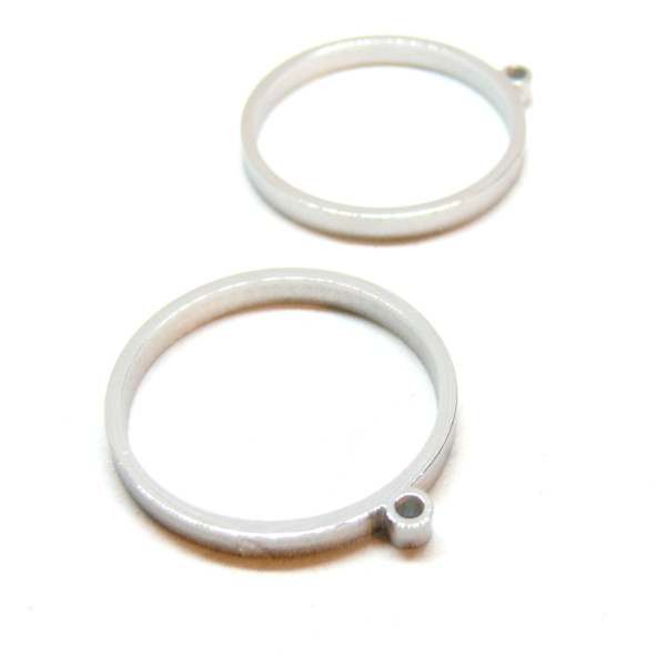 Pendentif forme Géométrique, Cercle, Acier Inoxydable 304 finition Argenté, pour inclusion Résine....