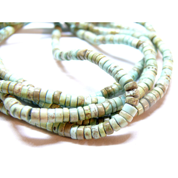 Perles rondelles 4 par 2mm, Heishi Howlite