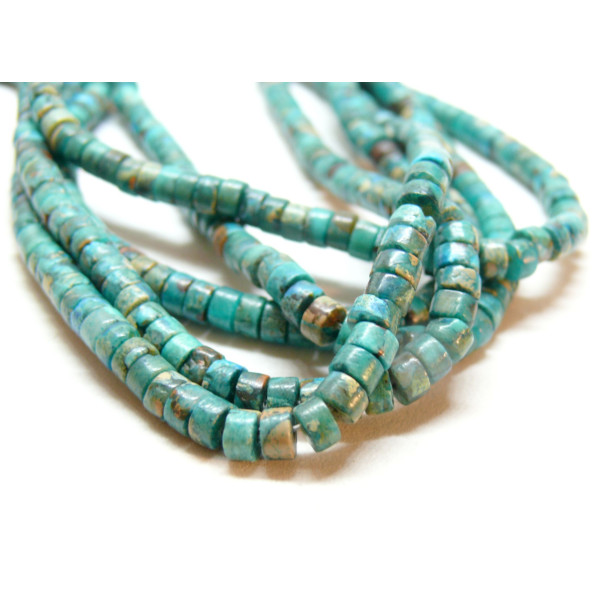 Perles rondelles Heishi 4 par 2mm Jaspe Synthétique Coloris 18I