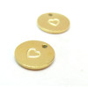 Pendentif, médaillon  avec Coeur 11.5mm, Acier Inoxydable 304 doré à l'or fin 18K, Placage IONIQUE