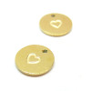 Pendentif, médaillon  avec Coeur 11.5mm, Acier Inoxydable 304 doré à l'or fin 18K, Placage IONIQUE