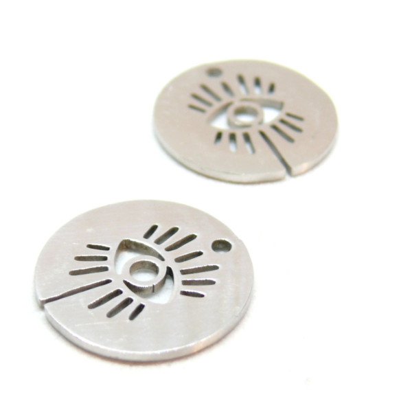 Pendentifs, Médaillon Amulette avec Œil de la protection, Acier Inoxydable , finition Argenté