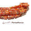 Perles CUBE verre 8mm Millefiori, Rouge Orange
