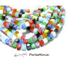 Perles CUBE verre 4mm Millefiori, Multicolores