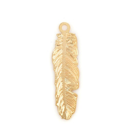 Estampes, pendentif filigrane Plumes 20mm, métal finition Dore