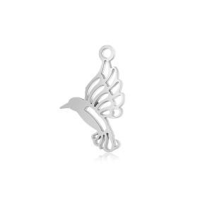 Pendentifs Oiseau Colibri 18.5 mm, Acier Inoxydable 304 finition Argenté
