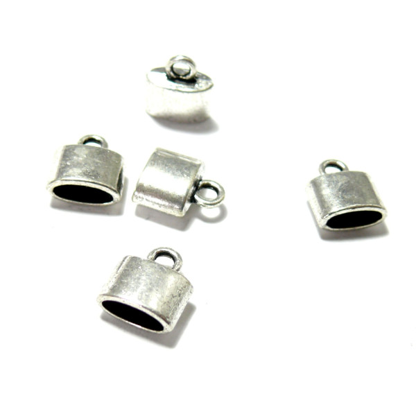 Embouts pour Cordon Lanières 10mm, métal finition Argent Antique