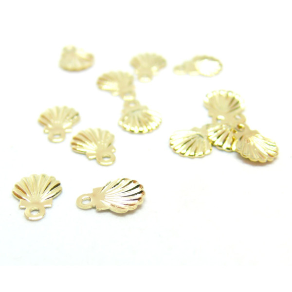 Pendentifs Coquille Saint Jacques 7.5mm, Acier Inoxydable 304, finition Doré à l'or fin 24K