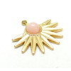 Pendentif,  Demi Soleil Eventail 20 mm, Acier Inoxydable finition Doré 18KT et pierre Rose