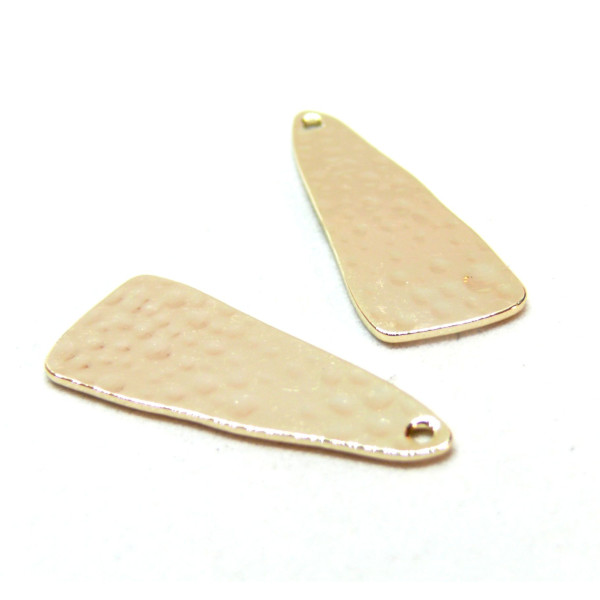 Pendentifs Géométrique Triangle martelé 26mm, Laiton, finition Doré à l'or fin 18K